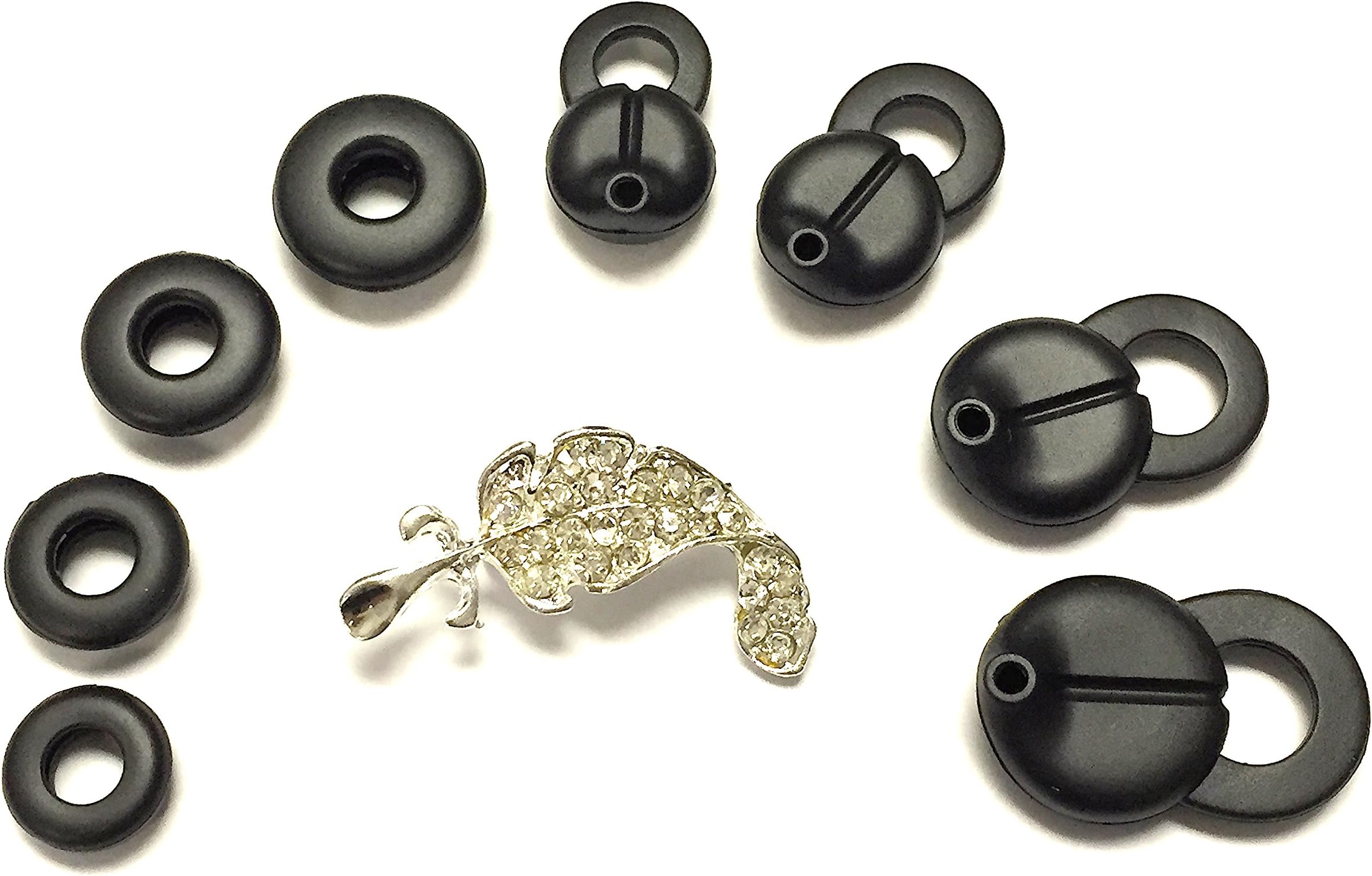 Set 8pcs Replacement Eargels for Aliph Jawbone ERA Smokescreen Midnight Shadowbox, Black Streak,Silver Lining Wireless Bluetooth Headset Gels Buds Tips Earbuds Eartips + Nice Crystals Feather Brooch
