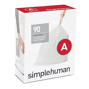 simplehuman Code A Custom Fit Drawstring Trash Bags, 4.5 liters / 1.2 gallons, (90 Count)