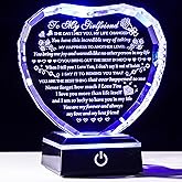 Girlfriend Gifts with Colorful LED Base Engraved to My Girlfriend Heart Crystal Keepsakes on Anniversary Birthday Valentine's Day Gifts for Girlfriend Romantic I Love You Gift for Her from Boyfriend