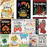 Seasonal Garden Flags Set of 12 Double Sided 12x18 Inch Yard Flags | Small Garden Flags for Outside, Fall Winter Decorative Flag, Halloween Christmas Outdoor Flags, Holiday Flags for All Seasons