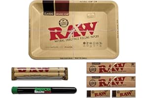 ROLL WITH US DEPOT RAW Classic Tray Combo | Includes RAW King Size Slim Classic Cigarette Papers, Original Tips, Classic Task Tray, 110mm Cigarette Machine and ARC Saver (Mini)