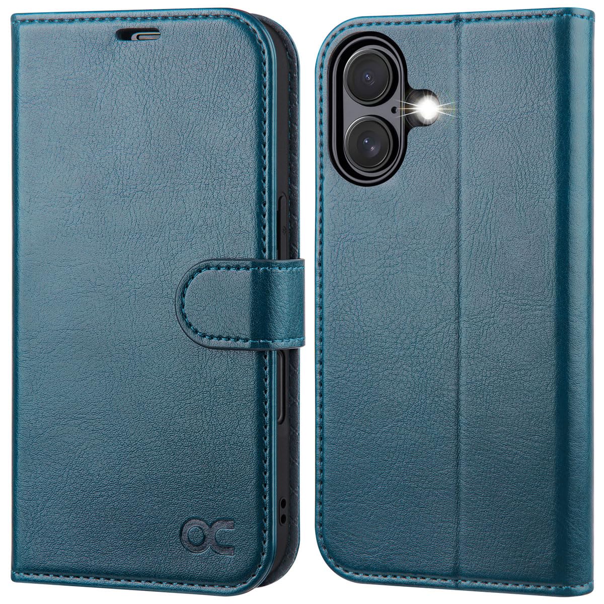 Photo 1 of OCASE Compatible with iPhone 16 Wallet Case, PU Leather Flip Folio Case with Card Holders RFID Blocking Kickstand [Shockproof TPU Inner Shell] Phone Cover 6.1 Inch 2024, Peacock Blue