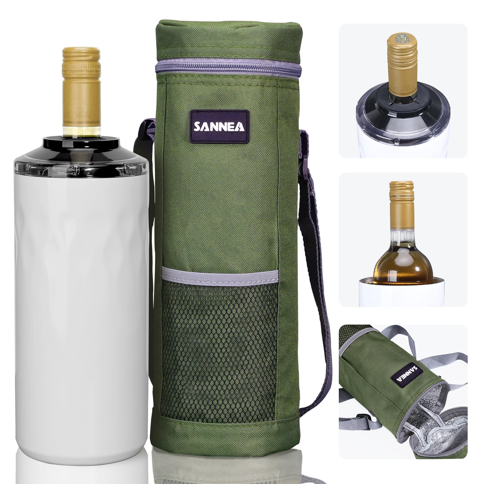 TaoAcc Wine Cooler for WineBottles,Iceless Wine-Chiller,Wine Cooler up to 6 Hours | Fits 750ml Standard Red Wine-Bottle/Champagne Bottles/Cava/Prosecco Sparkling(White)