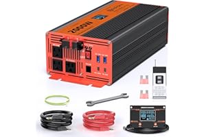 2000W 12V to 110/120V Pure Sine Wave Inverter, Car Power Inverter with Dual AC and 20A Socket, 118W+18W USB, 100W+30W Type-C,