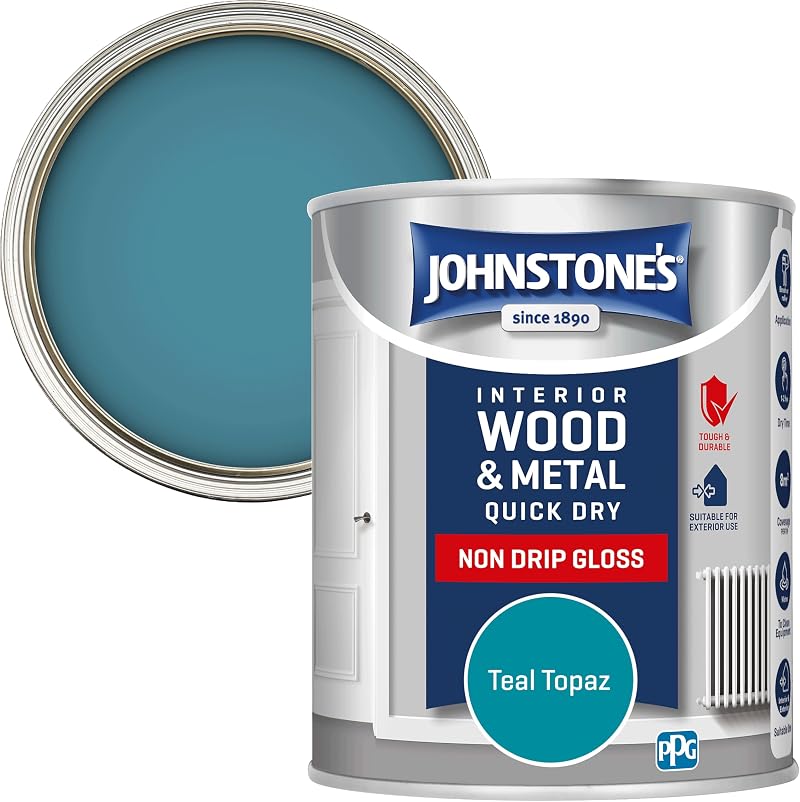 Johnstone's Wood & Metal Paint Gloss Teal Topaz 750ml Water Based