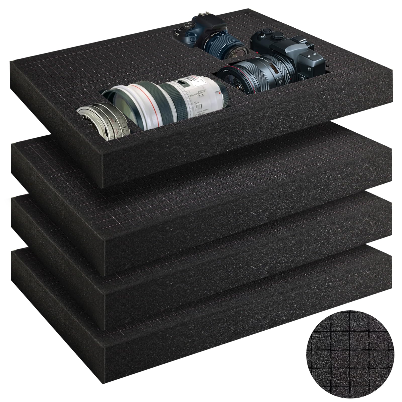 Photo 1 of AHKUNMT 4 Pcs Foam Insert for Case, Pick Apart and Pluck Foam, Gun Case Foam Inserts Storage Foam with Bottom Use for Board Game Box Cases Storage Drawer as Tool Box Foam Inserts (Foam-4pc-Thick)