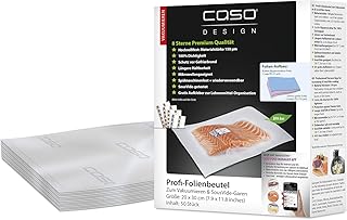 CASO Profi- Folienbeutel 20x30 cm / 50 Beutel, für alle Balken Vakuumierer, BPA-frei, sehr stark & reißfest ca. 150µm, kochfest, Sous Vide geeignet, wiederverwendbar, für Folienschweißgeräte geeignet