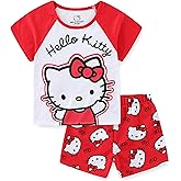 Hello Kitty Sanrio Girls Short Sleeve T-Shirt and French Terry Shorts Set for Toddler and Big Kids