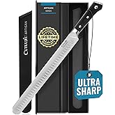 Cutluxe Slicing Carving Knife – 12" Brisket Knife, Meat Cutting and BBQ Knife – Razor Sharp German Steel, Sheath Included, Fu