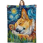 VODRM Corgi Blanket Starry Night Puppy Throw Blankets,Gifts for Kids Woman Adult & Dog Lover,Lightweight Soft Fleece,for Sofa Couch Bed Room Modern Artistic Decor 50x60in