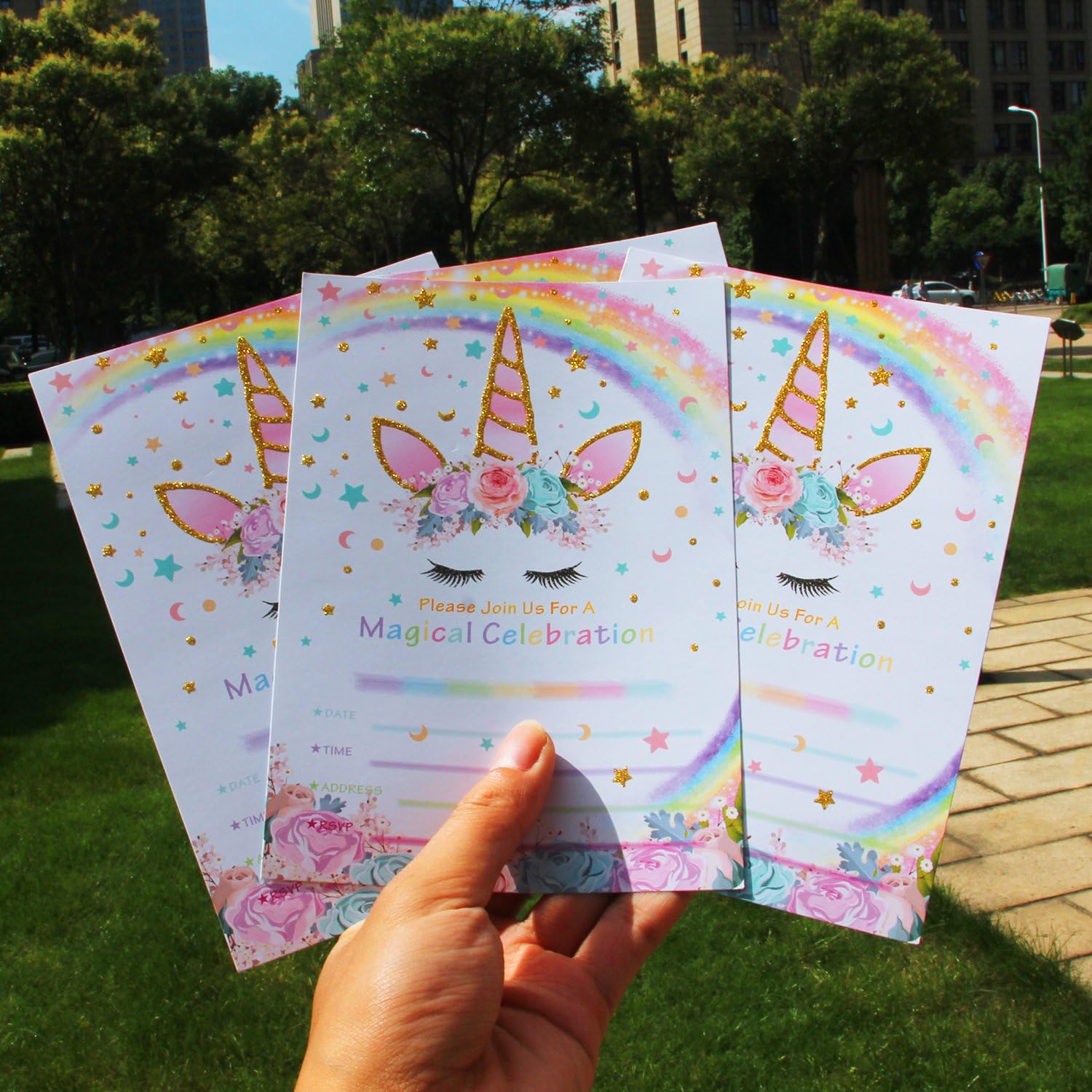 WERNNSAI Unicorn Party Invitations for Kids - Image 3