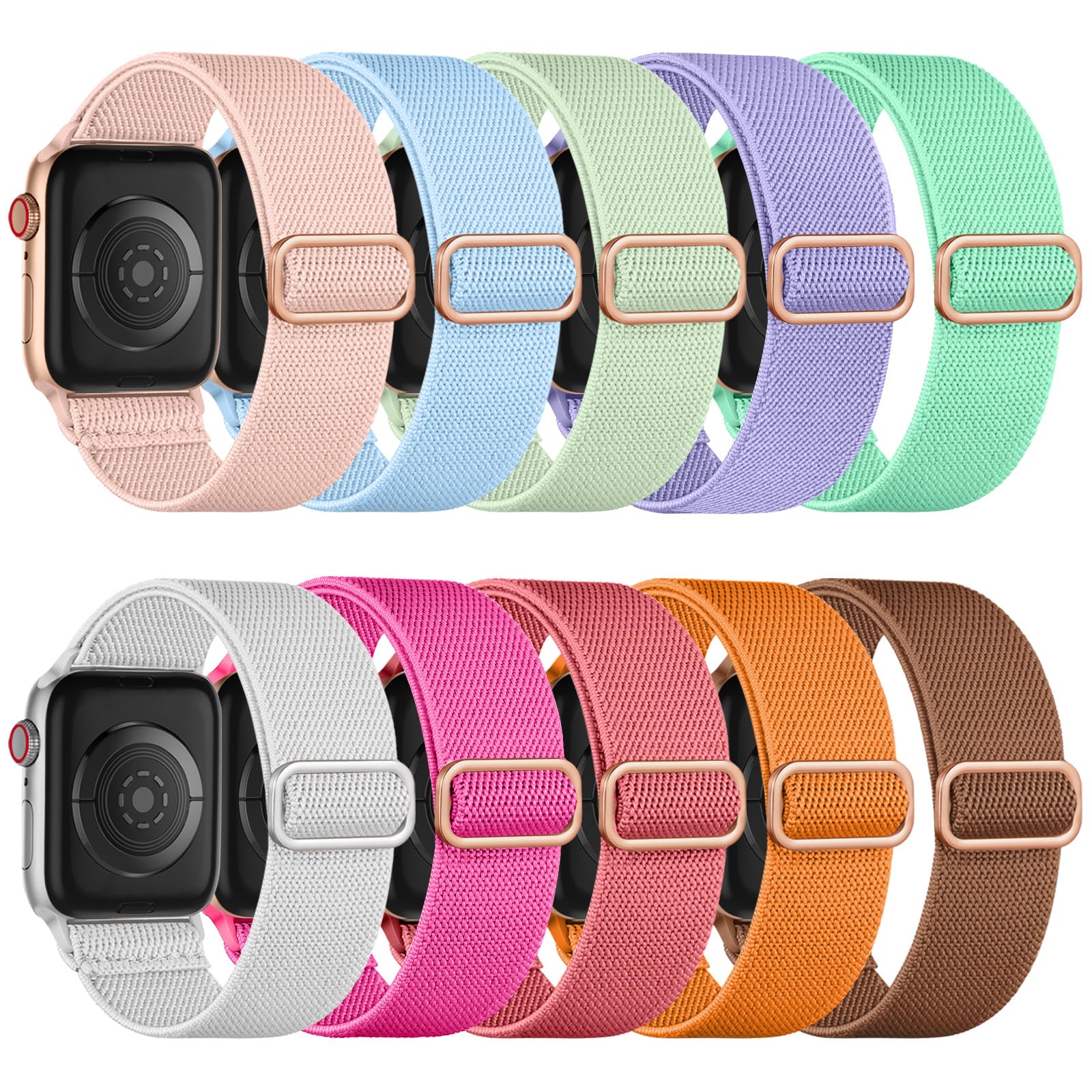 Maledan Stretchy Nylon Loop Compatible with Apple Watch Bands 38mm 40mm 41mm 42mm 44mm 49mm 46mm Adjustable Soft Elastic Strap for Apple Watch SE Ultra iWatch Series 11/10/9/8/7/6/5/4/3/2/1 Women Men