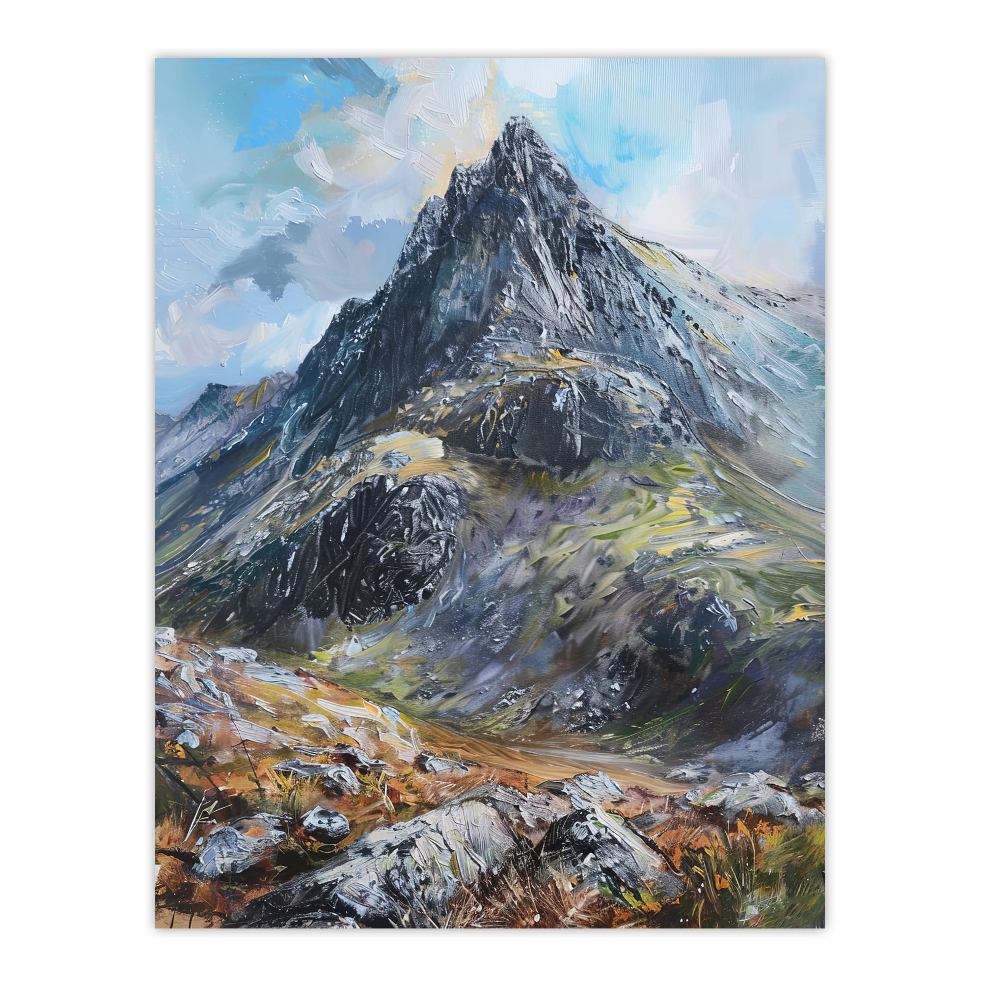Artery8 Tryfan Mountain Peak Snowdonia Wales Oil Painting Dining Room Extra Large XL Wall Art Poster Print