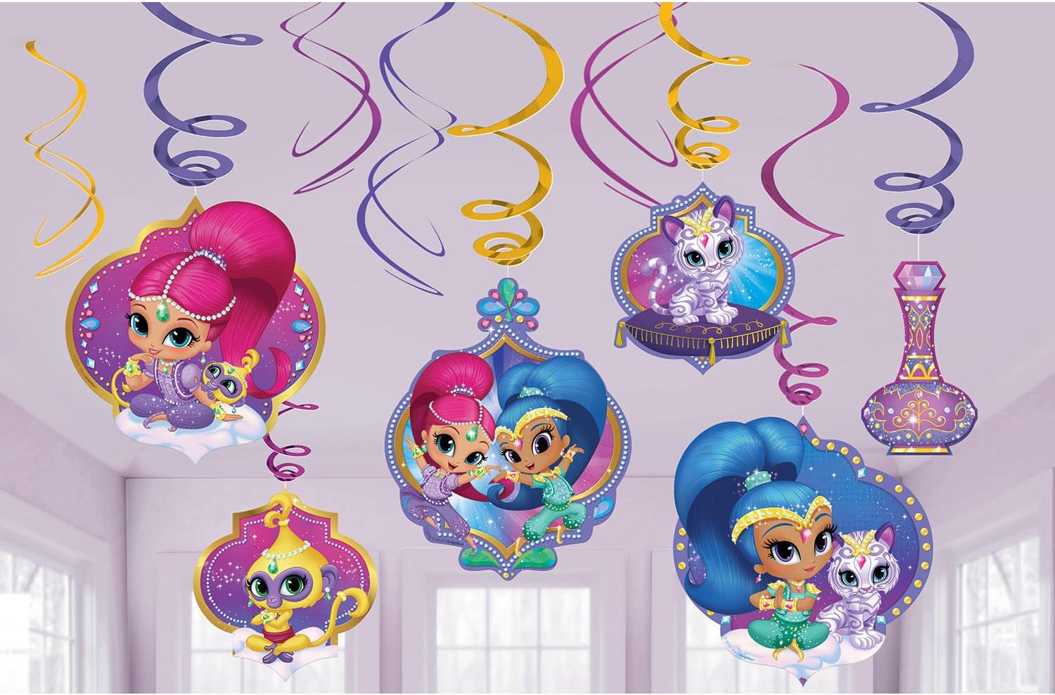 Party Souq Shimmer and Shine Hanging Swirl Decorations, 12 Pieces