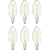 Amazon Basics 40 Watt Equivalent, All Glass, Dimmable, B11 LED Light Bulb | Daylight, 6-Pack