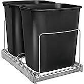 LYNK PROFESSIONAL&reg; Double Pull Out Trash Can Under Cabinet - Under Sink Trash Can Slider - Trash Can Slide Out Drawer - Sliding Pull Out for Kitchen Garbage Bin (Trash Cans Not Included)