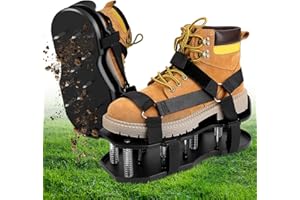 TOPHDY Lawn Aerator Shoes with Spring Base - Free-Installation Tool for Lawn Care - Automatic Leaf and Dirt Cleaning - Adjustable Laces - Perfect for Lawn, Yard, and Garden! (Black)