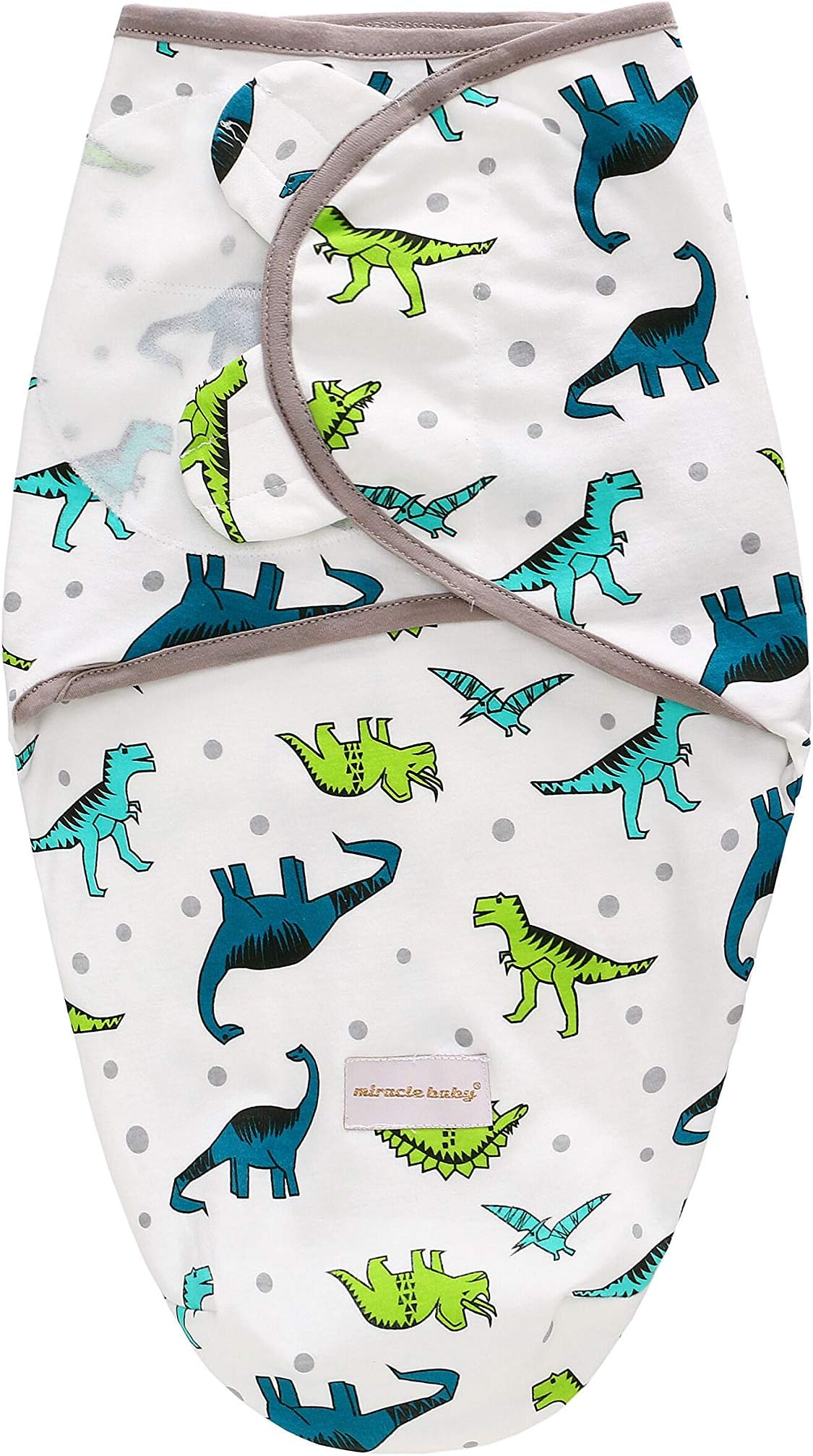 Baby Swaddle Wrap Blanket, 100% Cotton Soft Adjustable Infant Swaddling Towel Envelopes Sleeping Bag for Newborn Boy Girl Kids (for 3-6 Months, Dinosaur)