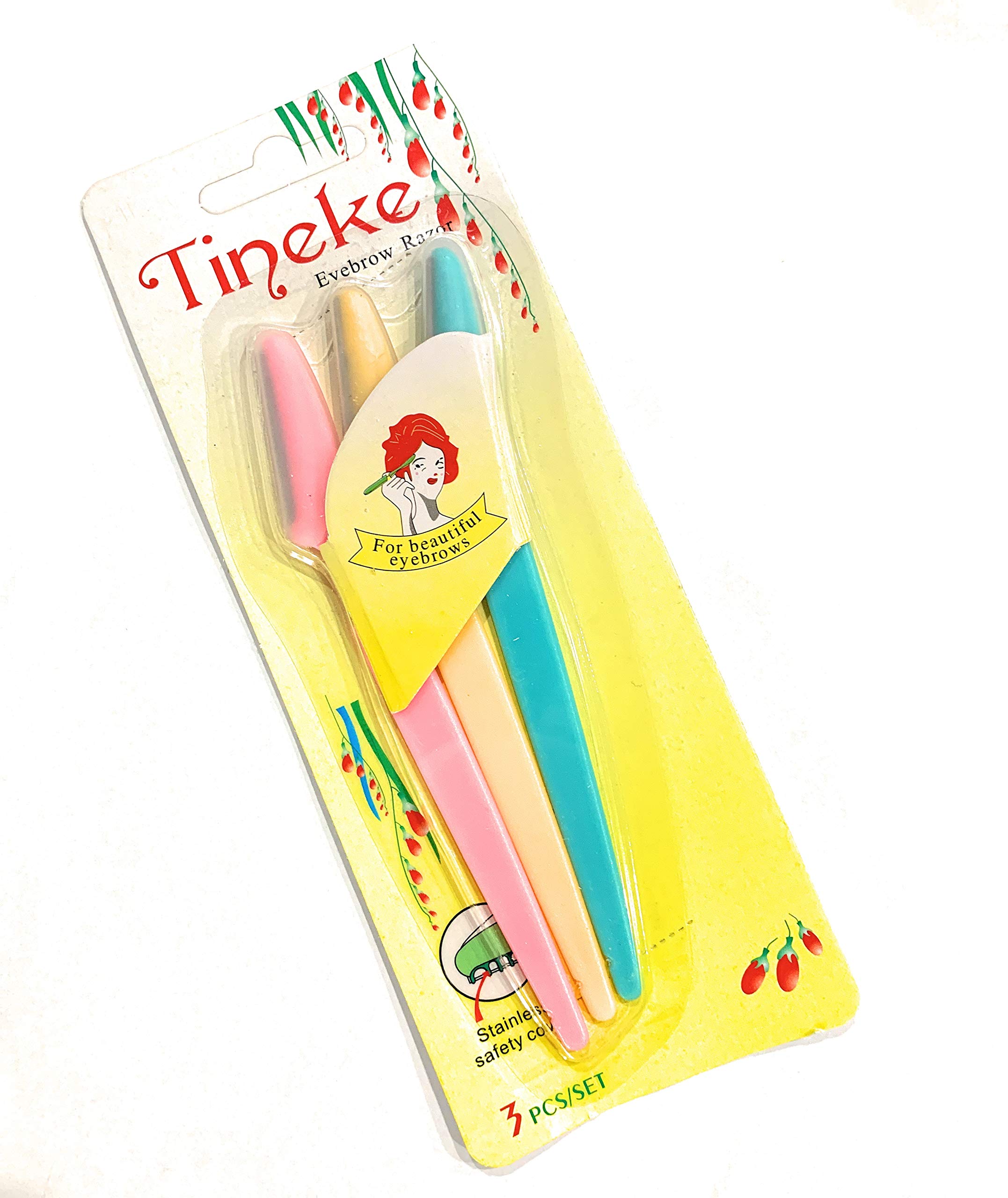 3PC Tineke Eye Brow Safety Razor/Dermaplaning Tool for Face/Bikini/Body Hair