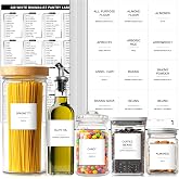 Kuocodall 288 Pantry Labels for Food Containers, Preprinted Minimalist Waterproof Stickers for Organizing Storage Bins, Jars and Kitchen