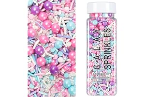 VOKASAR Pastel Sprinkles for Cake Decorating, Pink Purple Blue White Sprinkles Mix Jimmies, 150g/5.3oz, Confetti for Baking, Cookies, Cupcake, Ice Cream Toppings, Celebrations Wedding Shower Party Christmas Supplies