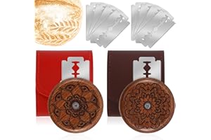 2Pcs Round Sourdough Bread Lame with 10 Blades, 4.8cm Dough Scoring Slashing Tool with 2 Storage Bag, UFO Bread Lame Cutter, 