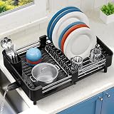 KINGRACK Extendable Dish Drainer Rack Stainless Steel Black view 7