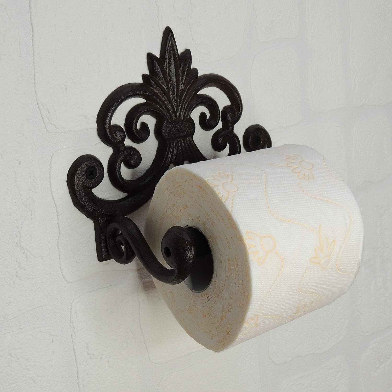 Comfify Fleur De Lis Cast Iron Toilet Paper Roll Holder, Cast Iron Wall Mounted Toilet Tissue Holder - Image 5