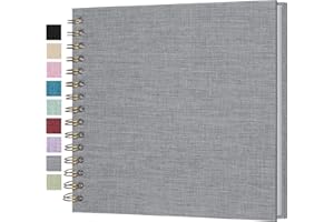 Cherrich Small Scrapbook 8x8 Inch, Linen Photo Album Mini Scrap Book, Kraft White Pages Memory Book for Wedding, Baby, Family, Graduation, Travel, Dog, Vacation