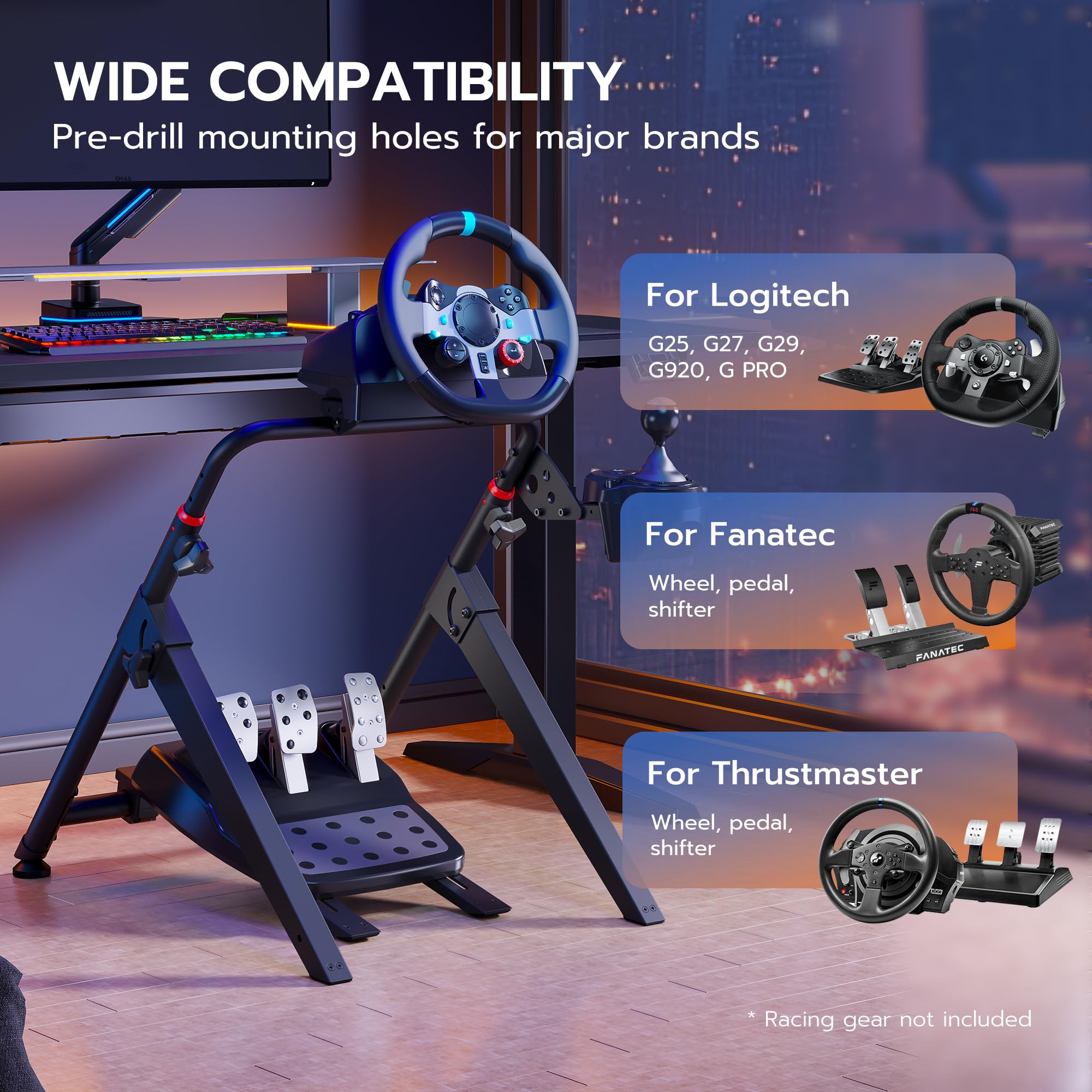ARES WING Sim Racing Wheel Stand, Cabina de Simulador de Carreras Plegable, Cabina de Carreras de Fórmula y GT Sim Compatible con Fanatec, Thrustmaster, Logitech, Moza, Juegos de Carreras en PS5, PS4, Xbox y PC