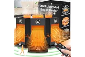 OKOIUM Space Heater,2023 Newest Upgraded Small Heaters for Indoor Use,PTC Portable Space Heater Office with Sensor,Humidifier,3D Flame Effect,Electric Ceramic Heaters with Oscillating for Room,Garage,Home