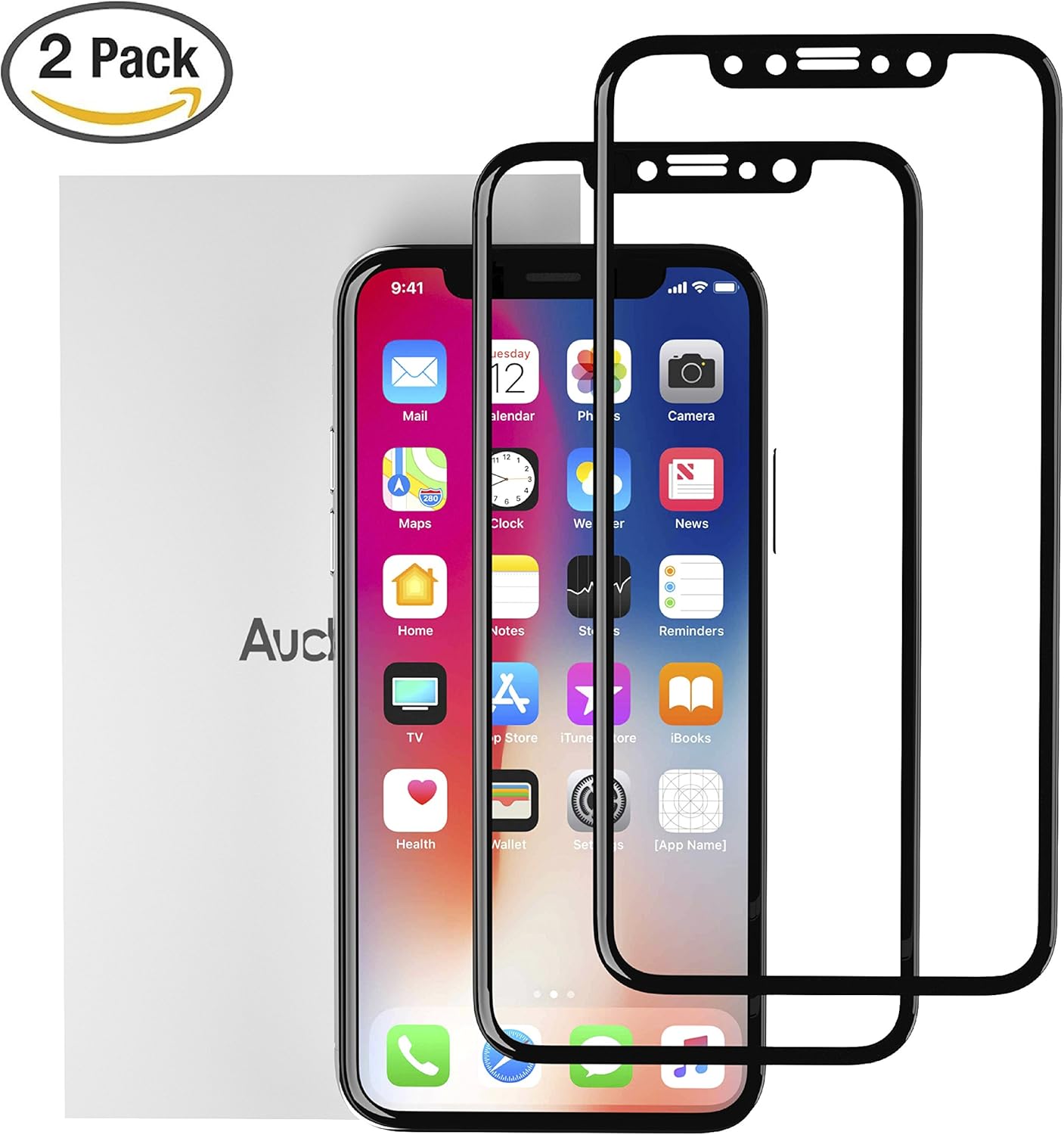 Auckly iPhone X Screen Protector, Full Screen Tempered Glass Screen Protector Film, Edge to Edge