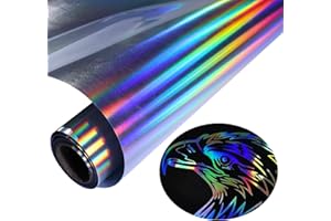 LUKGELYAM Holographic Heat Transfer Vinyl 12IN x 6FT Rainbow HTV Iron on Vinyl for DIY Iron on Fabrics T-Shirts Hats Compatible with Cricut, Cameo, Heat Press Machines