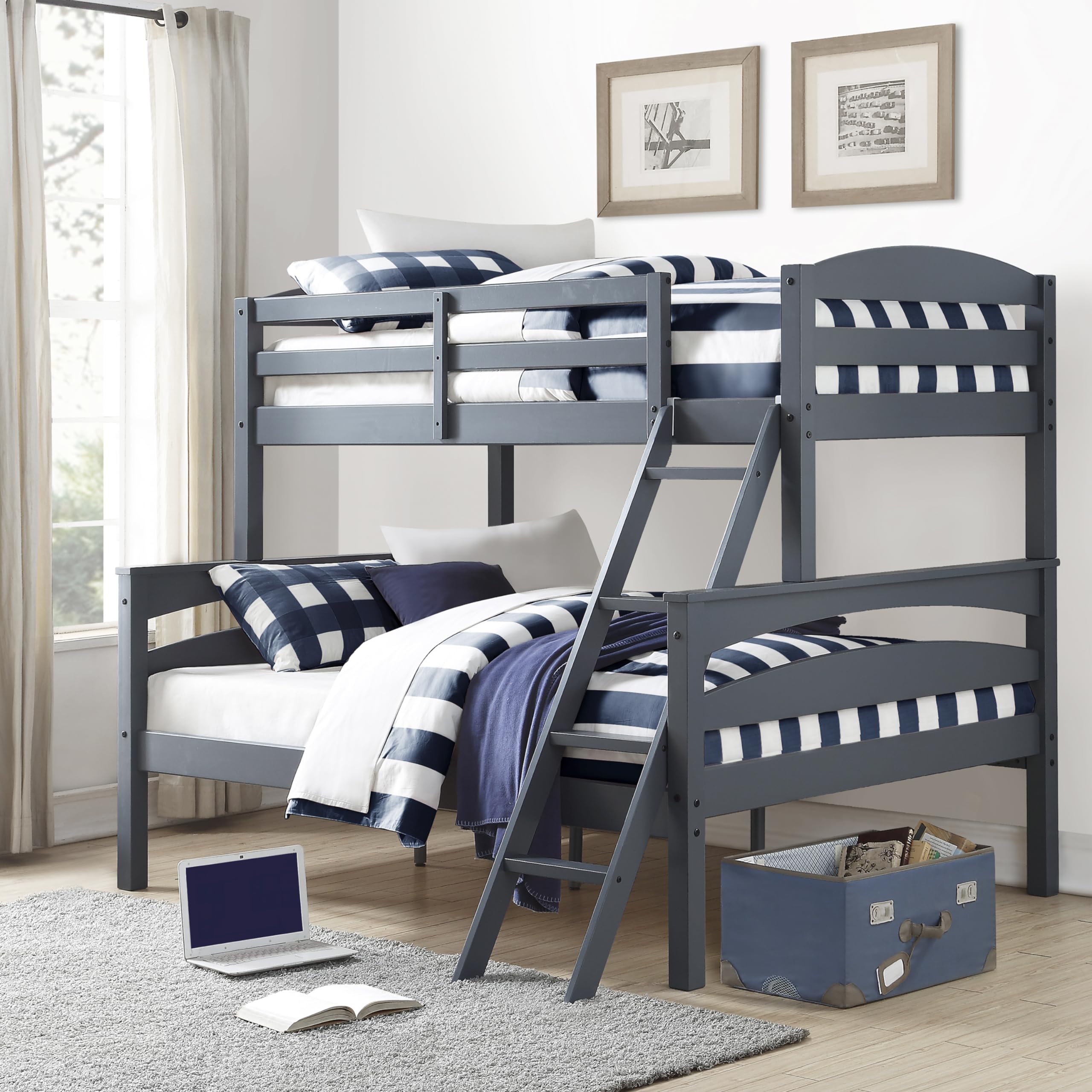 Photo 1 of ***POSSIBLE MISSING PARTS*** DHP Brady Wood Bunk Bed Frame, Twin over Full, Grey