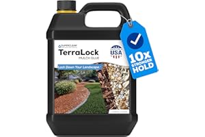 Superclear TerraLock Mulch Glue for Landscaping, 1 Gallon Rock Glue. Easy Spray, Easy Hold. Perfect for Mulch, Pea Gravel Large & Small, Rock, Straw and Stone, Pega para Piedras de Jardin