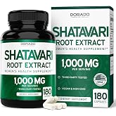 Organic Shatavari Capsules - 1,000mg Organic Shatavari Powder Per Serving (180 Capsules, 90 Day Supply) for Hormone Balance and Prolactin Production (Non-GMO, Gluten Free, Vegan Safe) - USA Made