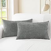 CaliTime Throw Pillow Covers Decorative 12 X 20 Inches Pack of 2 Cozy Chenille Cushion Cases for Couch Sofa Bed Living Room Home Medium Grey