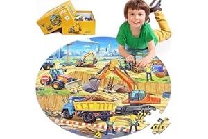 DIGOBAY Floor Puzzles for Kids Ages 3 4 5 6 7 8, 70 Piece Construction Site Jigsaw Puzzle with Excavator Bulldozer Forklift Dumper Truck, Building Site Educational Toy Gift for Boys Birthday Christmas
