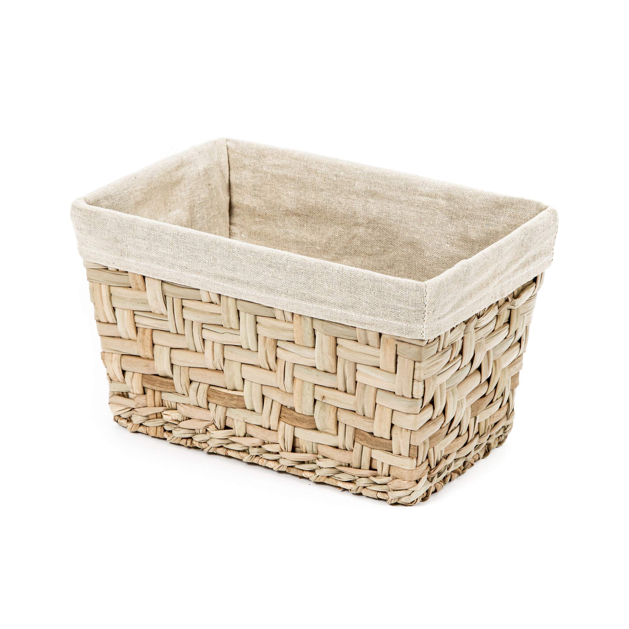 Compactor - Fiesta Basket, Handmade Natural Rush With Removable Cotton Liner, 28.5X18.5X16.5 cm, Natural Color