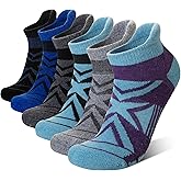 Eyean Merino Wool Ankle Running Socks Men Women Hiking Thick Half Cushioned Support No Show Socks 6 Pairs