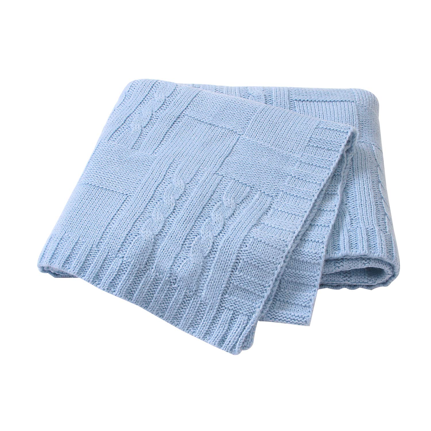 Ziyunlong Baby Blanket Knit Soft Lightweight Blanket Cozy Cable Warm Blanket for Newborn Baby Blue 80 x 100cm