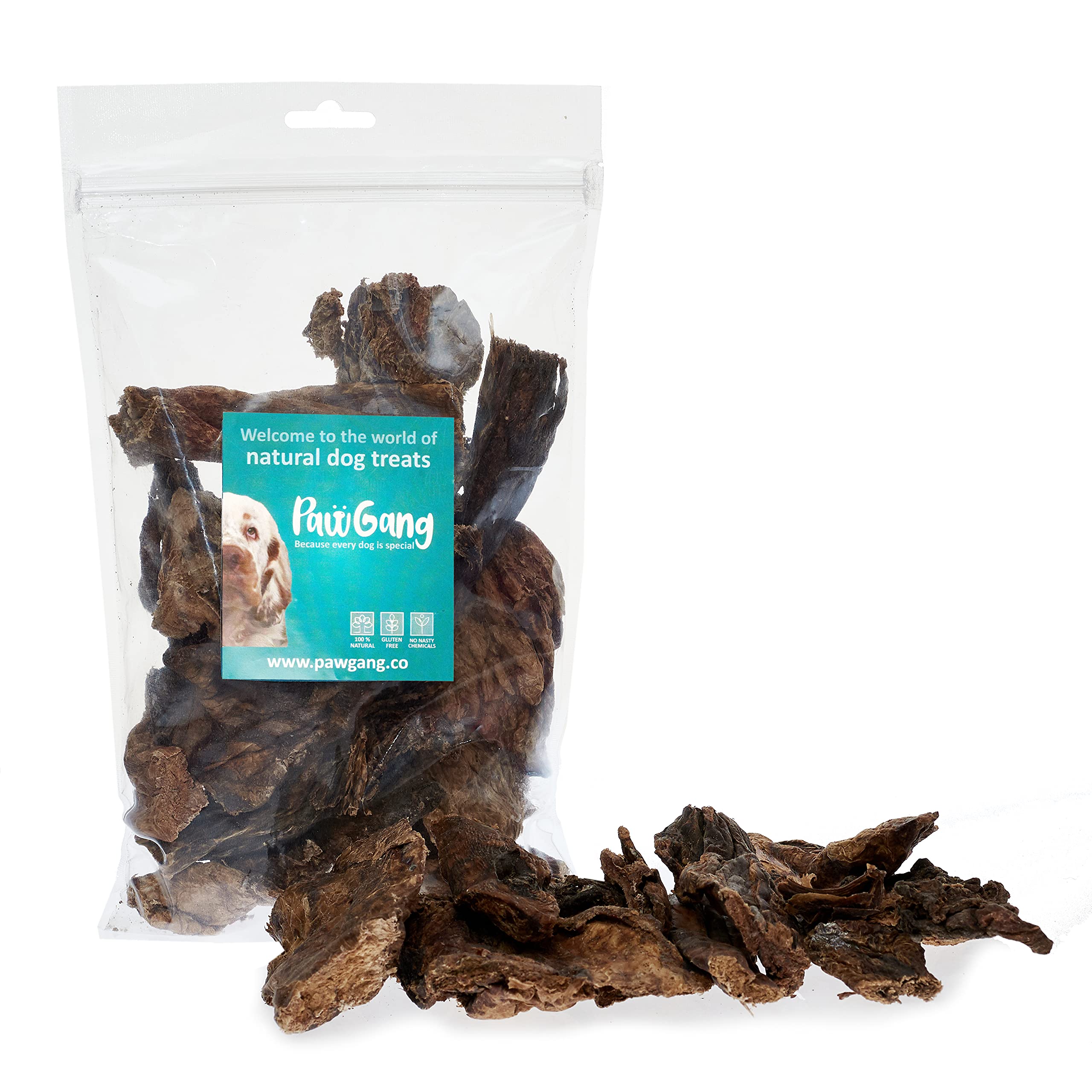 PawGang - Beef Lungs 200g - 100% Natural Treats for Dogs Puppies Young Adult Old Small and Large Dog - Tasty Air Dried Chews Snacks - Healthy Hypoallergenic - Low Fat Grain Free - BARF Raw — image 1
