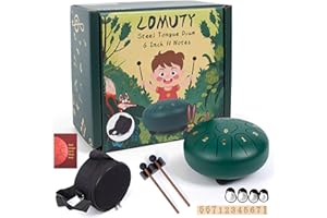 LOMUTY Steel Tongue Drum 6 Inch 11 Notes,Rain Drum for Outside Garden,C Major Tongue Drum Rain Chime Outside for Meditation Yoga Beginner(Green)
