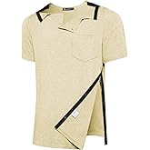 KGGEOO Men’s Post Shoulder Surgery Recovery Shirt Tear Away Short Sleeve Rotator Cuff Full Side Snap Adaptive Chemo Clothing