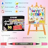 Lyuvie 100 Colours Dual Tip Acrylic Paint Pens Set 50 Pack 1mm Fine Brush Tips view 6