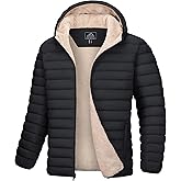MAGCOMSEN Men's Puffer Jacket with Hood Fleece lined Warm Puffer Coats Water Resistant Down Jacket Zip Up Winter Jackets
