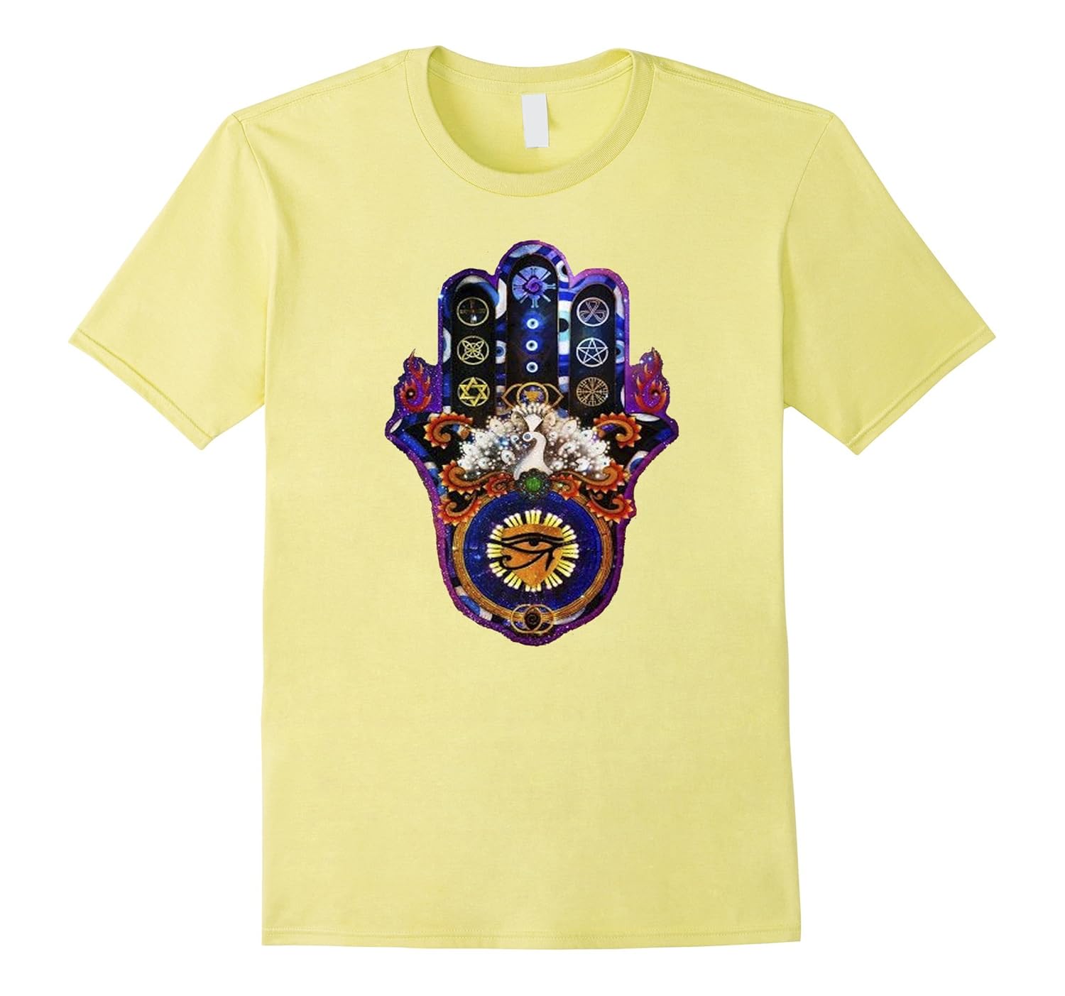 Hamas Evil Eye Galaxy Nebula Hand Of Fatima T-Shirt-Rose