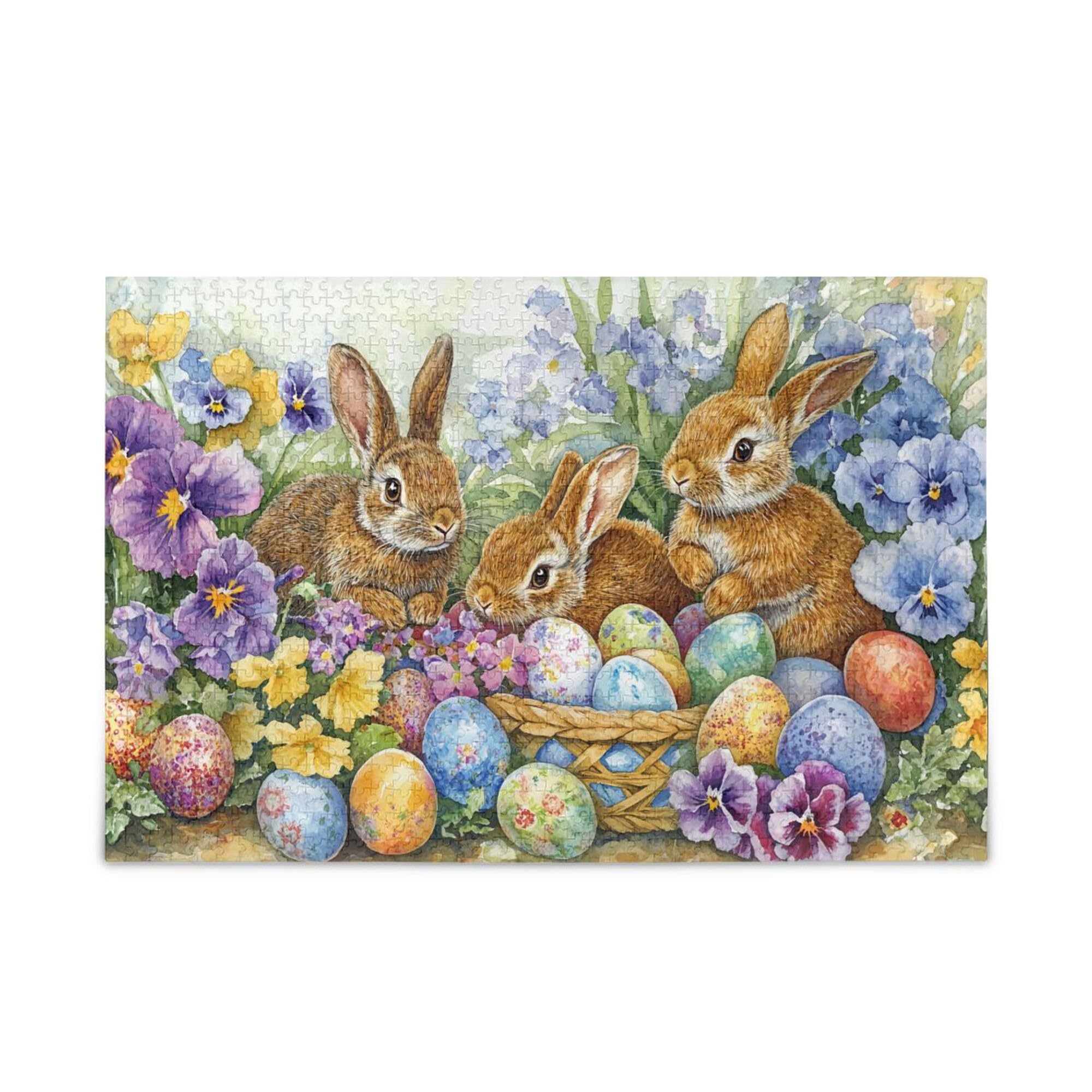 Bunny Rabbit Eggs Happy Easter Jigsaw Puzzles 500 Pieces Toy Games Educational Gift Home Decor for Adults Kids S0406491