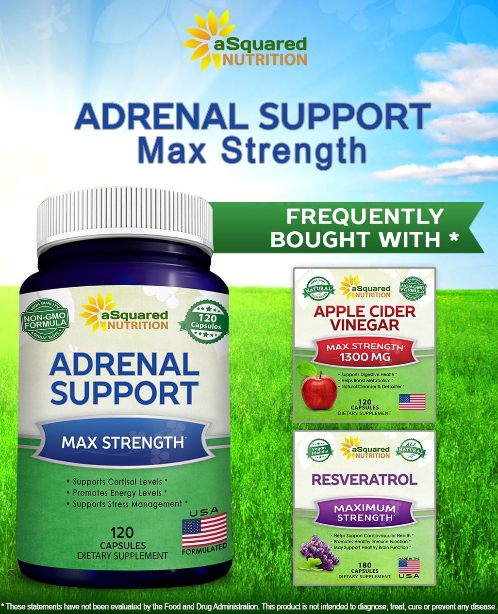 Adrenal Support & Cortisol Manager Supplement (120 Capsules) - Adrenal Health w/Vitamin C Complex Pills to Support Fatigue & Calm Stress Relief - Ashwagandha, L-Tyrosine, Rhodiola & Ginseng: Health & Personal Care