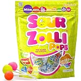 Zolli Sour Zollipops Clean Teeth Candy, Natural Fruit Flavor, 5.2oz | Zero sugar, dentist-approved lollipops help prevent cavities w/ xylitol; great for kids, diabetics &amp; keto diet; dye-free